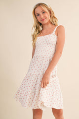 TWEEN KIDS GIRLS SMOCKED KNIT TIERED SHORT DRESS (7-12)