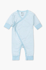 Kimono Tie One-Piece_Light Blue French Stripe 95%Organic Cotton