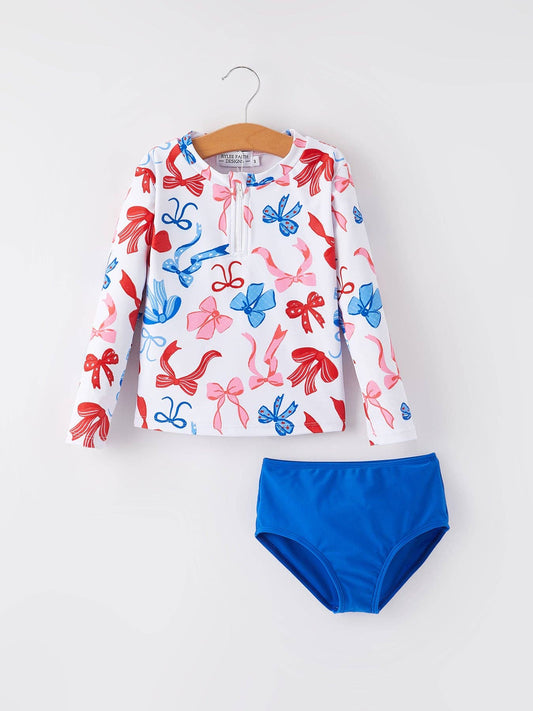 4th of july “Bow” Floral Boutique Swimsuit