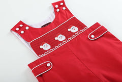 Red & White Santa Smocked Overalls