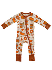 Bamboo 2-Way Convertible Zip Romper, Pumpkin Spice Latte