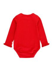 Baby Girls Red Knit Long Sleeve Ruffle Bodysuit